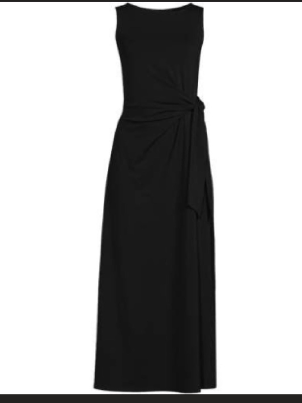 Lands' End Black Sleeveless Side-Tie Maxi Dress
